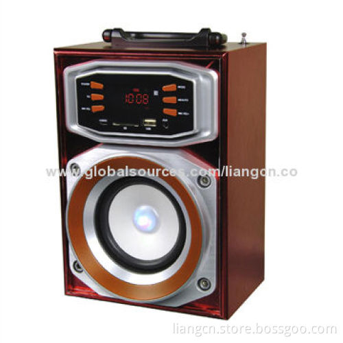 Portable wooden speaker with Bluetooth, optional playing music with USB/SD card, FM radio